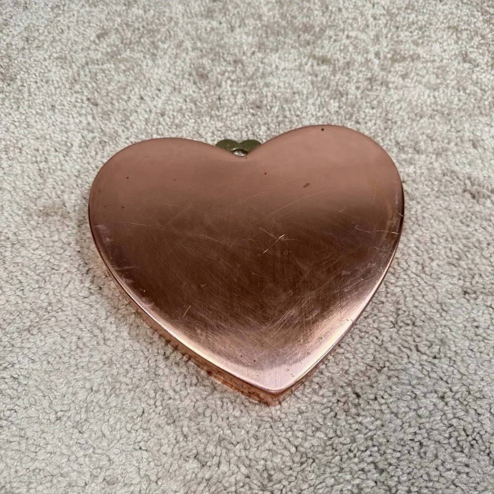 Vtg Copper Heart Shaped Mold/Cake Pan Wall Hanging Kitchen Decor Farmhouse 6